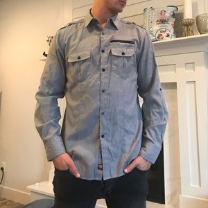 Gray casual button up shirt